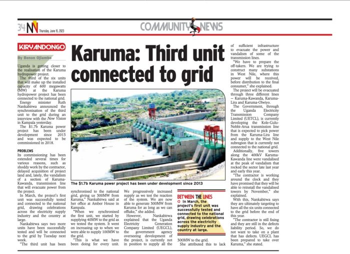 Karuma: Third Unit Connected to Grid