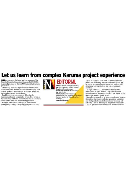 Let us learn from complex Karuma project experience