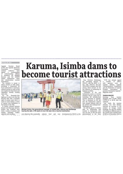 Karuma, Isimba Dams to become tourist attractions