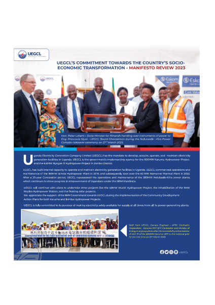 UEGCL’s Commitment towards the Country’s Socio-Economic Transformation- Manifesto