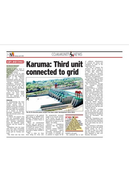 Karuma third Unit Connected to Grid
