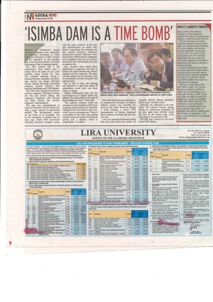 2025.2.20. NV Pg 8. Isimba dam is a time bomb