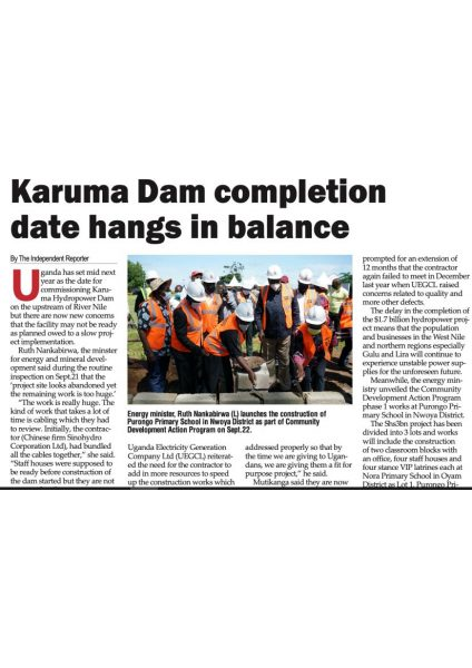 Karuma dam completion hangs in balance