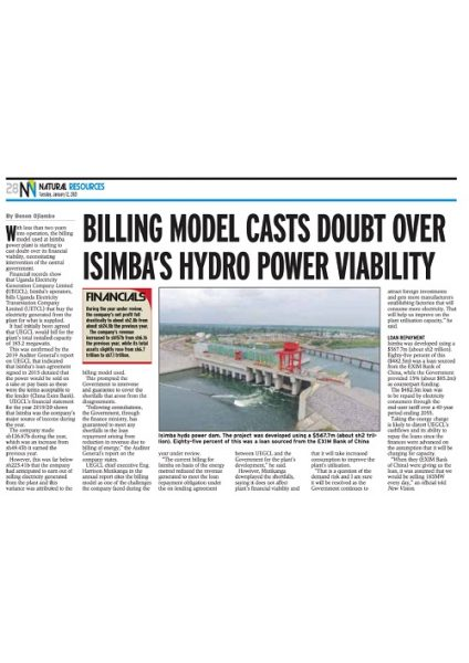 Billing mode cast doubt over Isimba HPP