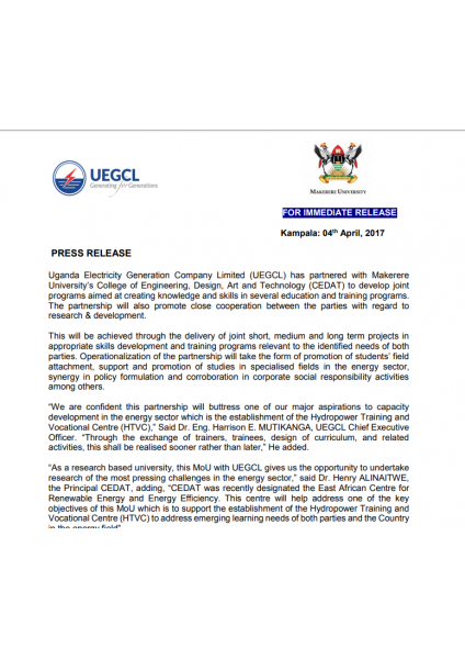 UEGCL-CEDAT Press release