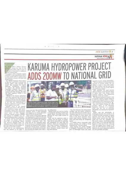 Karuma HPP adds 200MW to National Grid
