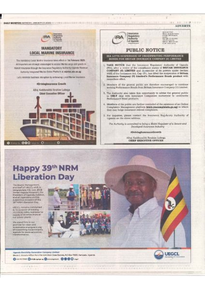 Daily Monitor DM Pg 7. NRM Day Advert